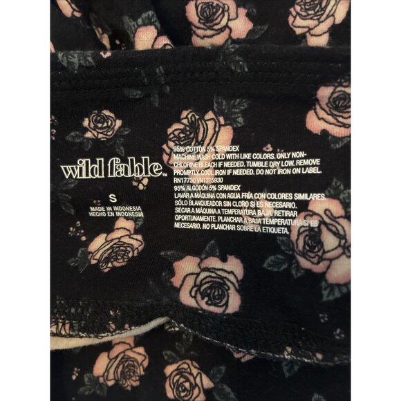 Wild Fable Womens S High Rise Leggings Black Floral Print Stretch Pants - Picture 4 of 4